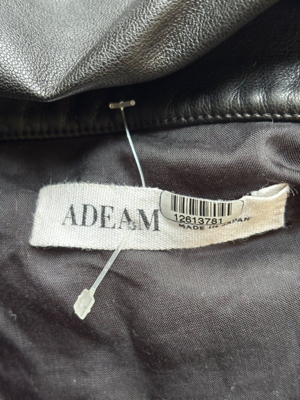 ADEAM Oversized Ruched Jacket — Grey Plaid with Faux Leather, size L Like New - Picture 4 of 6